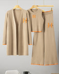 Knitted Long Cardigan Vest Trousers Three-piece Set