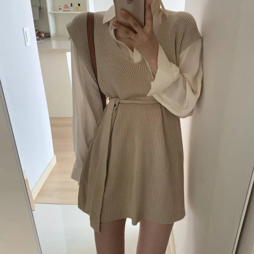 Chic V-Neck Knitted Loose Wool Vest