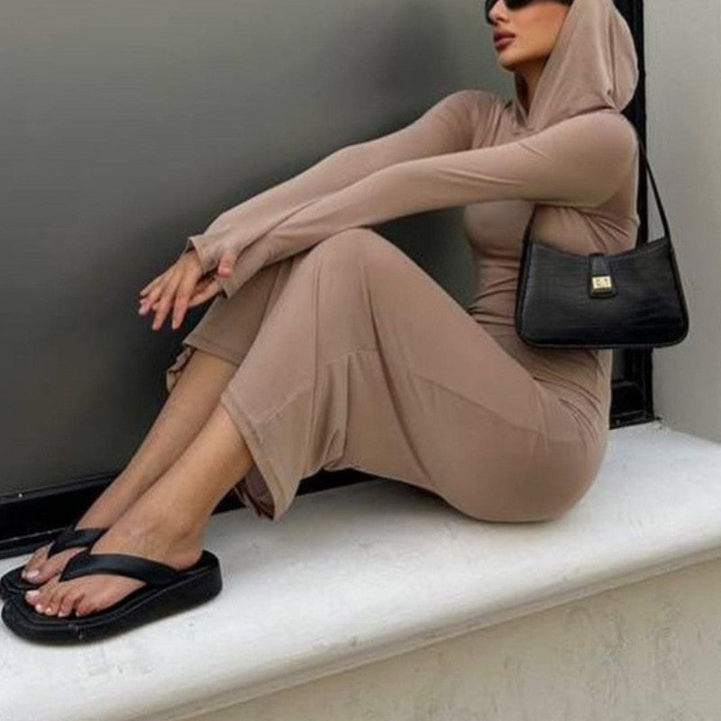 Knitted Hooded Tight Dress