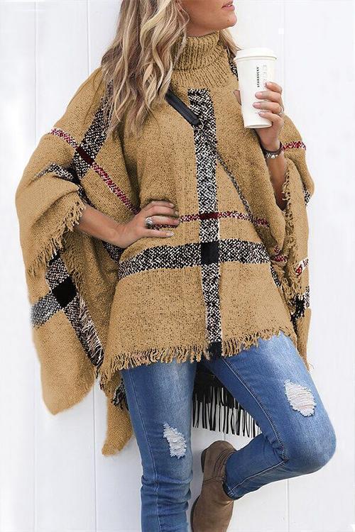 Cerilush Burberry Lattice Cloak Poncho Sweater
