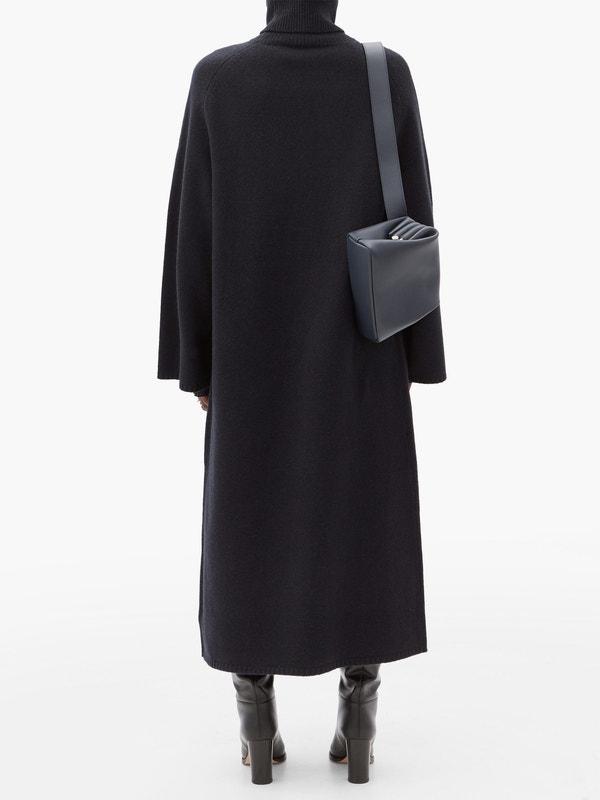 Viviane Slit-Front Wool Sweater Dress