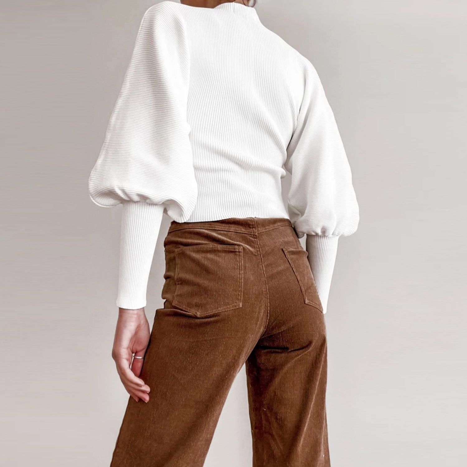 Casual Balloon Sleeve Turtleneck Sweater