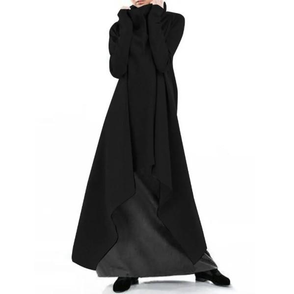 Loose And Irregular Solid Color Turtleneck Pullover Dress
