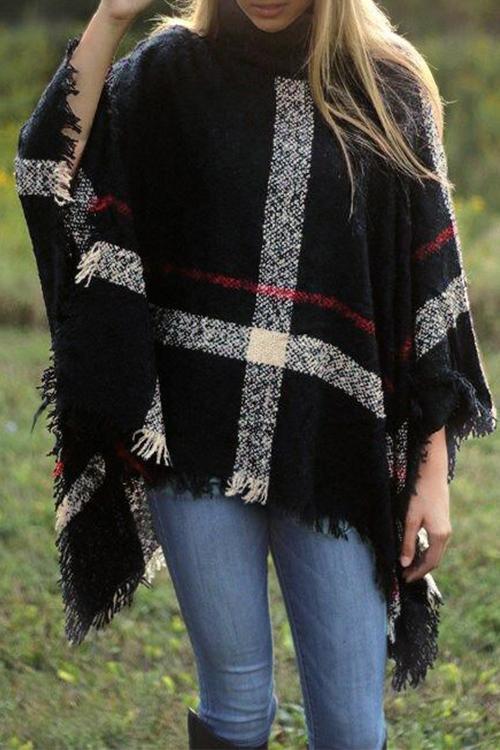 Cerilush Burberry Lattice Cloak Poncho Sweater