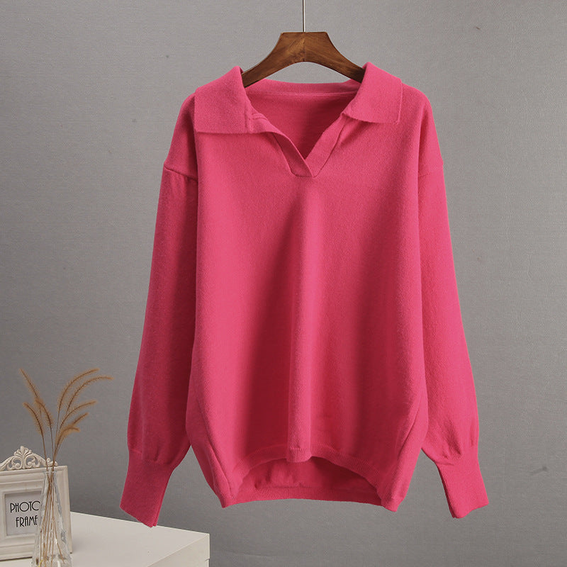 Casual Polo Collar Knitted Sweater