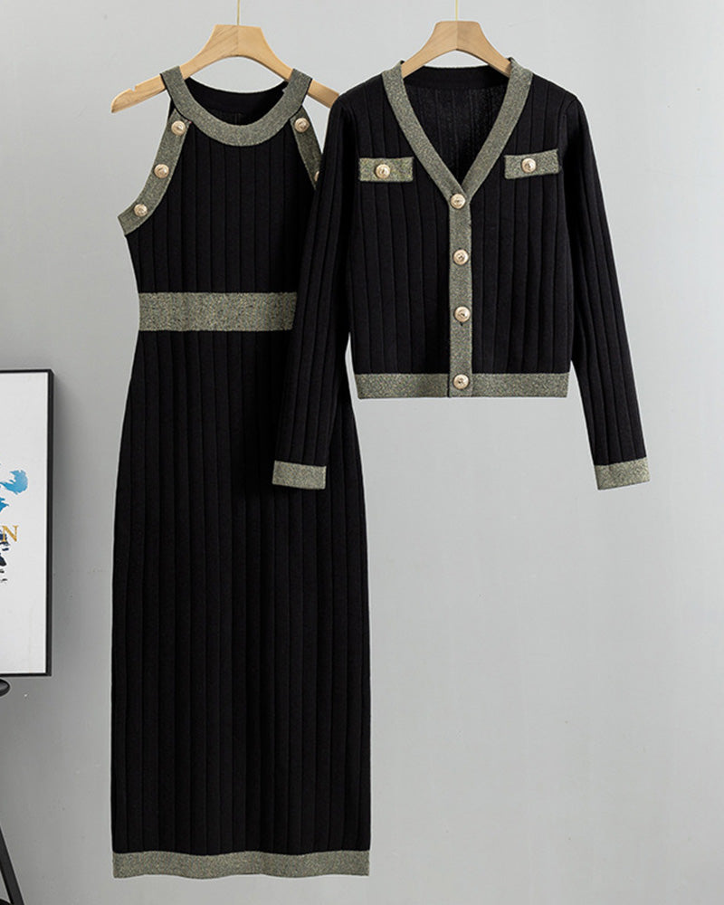 Knitwear Vest Dress Two-piece Set