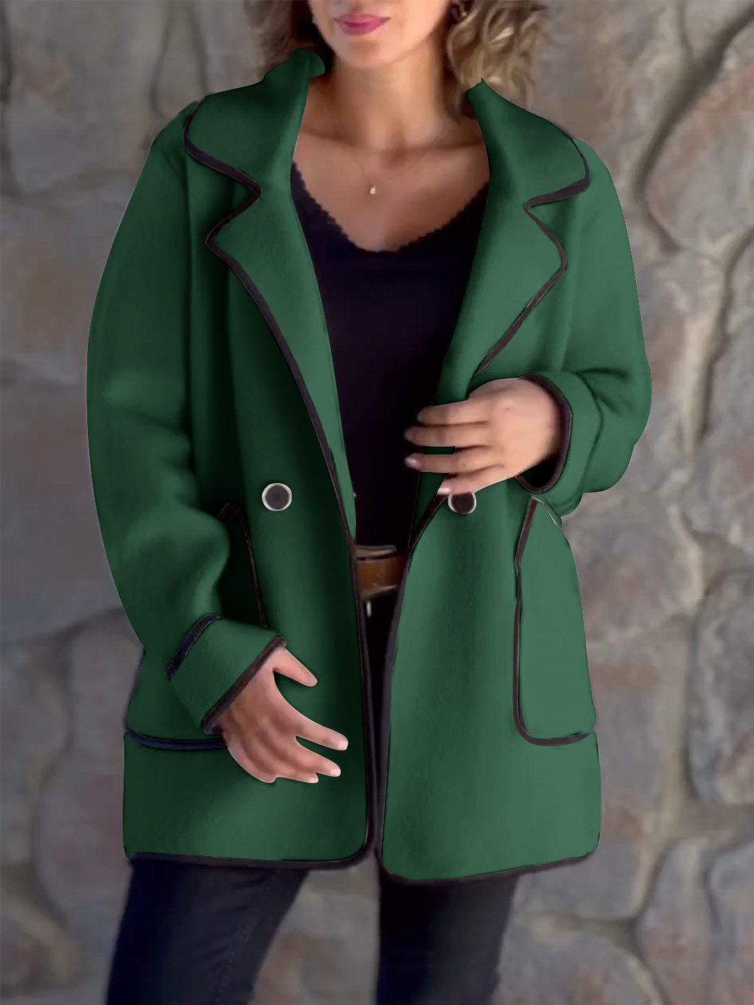 Temperament Suit Collar Double-Sided Wool Jacket