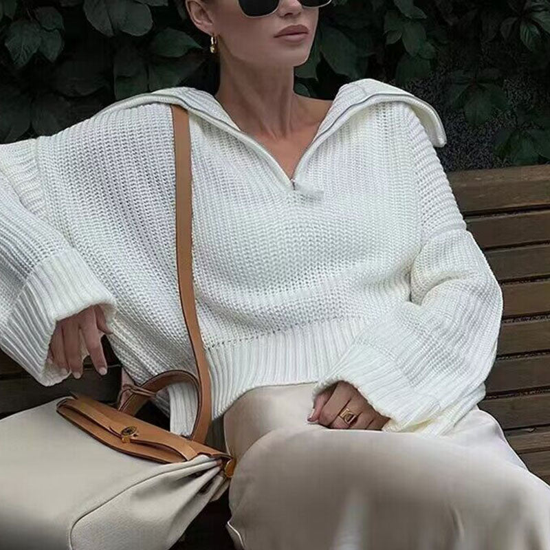 Autumn winter zipper loose casual sweater