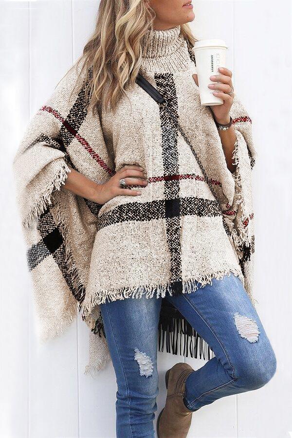 Cerilush Burberry Lattice Cloak Poncho Sweater