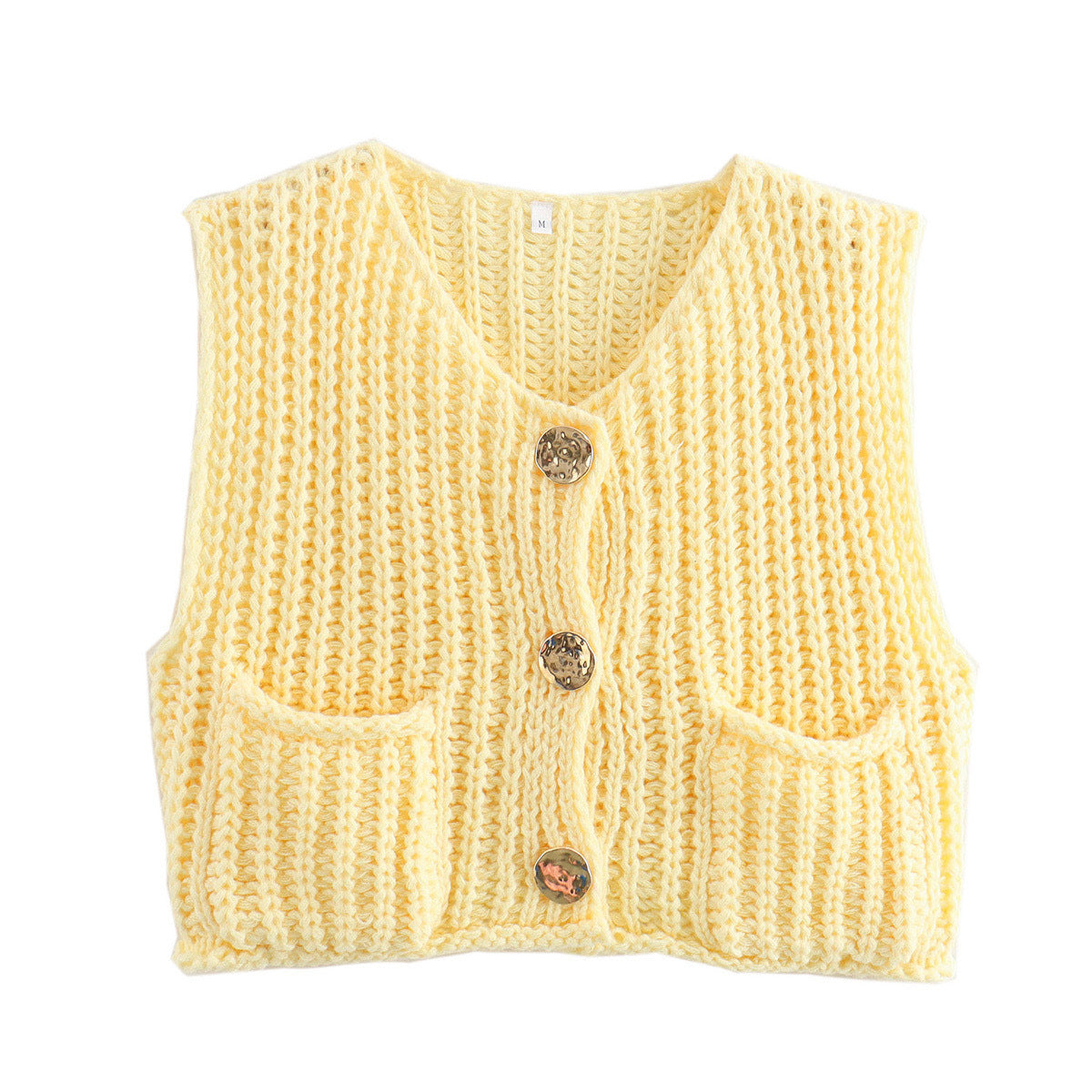 Stylish V-Neck Three-Button Sleeveless Waistcoat