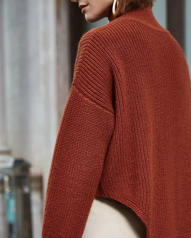 Asymmetrical Knit Turtleneck Sweaterdress