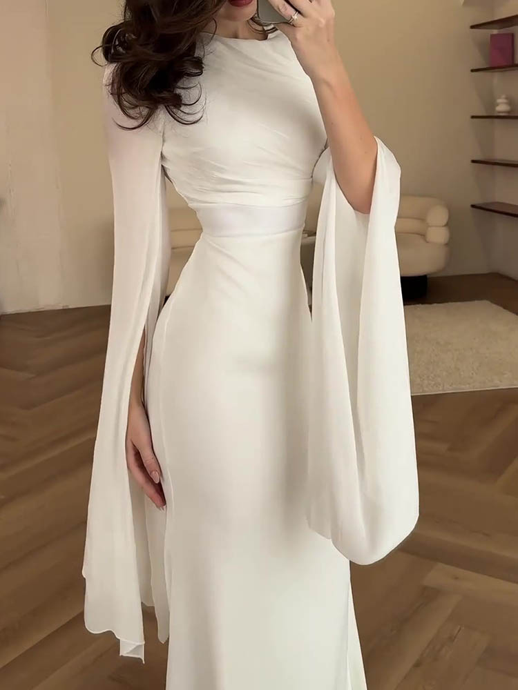 Elegant Solid Color Slim Dress