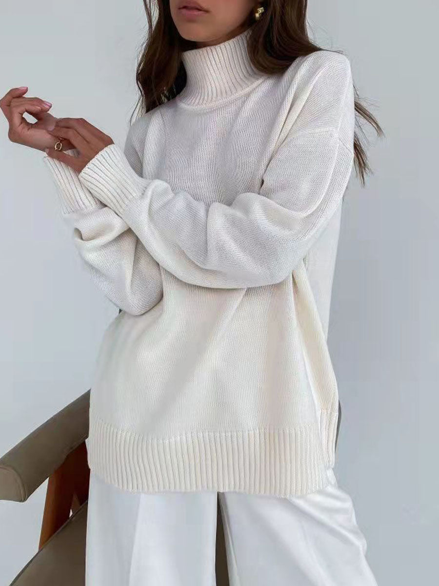 Turtleneck knitted padded loose sweater