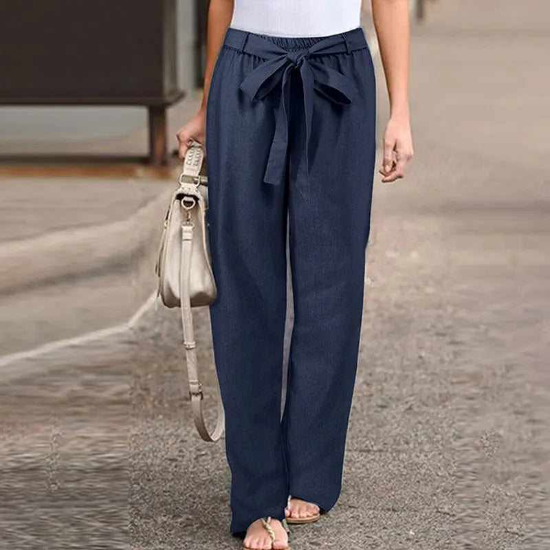 Casual Solid Color Pocket Loose Pants