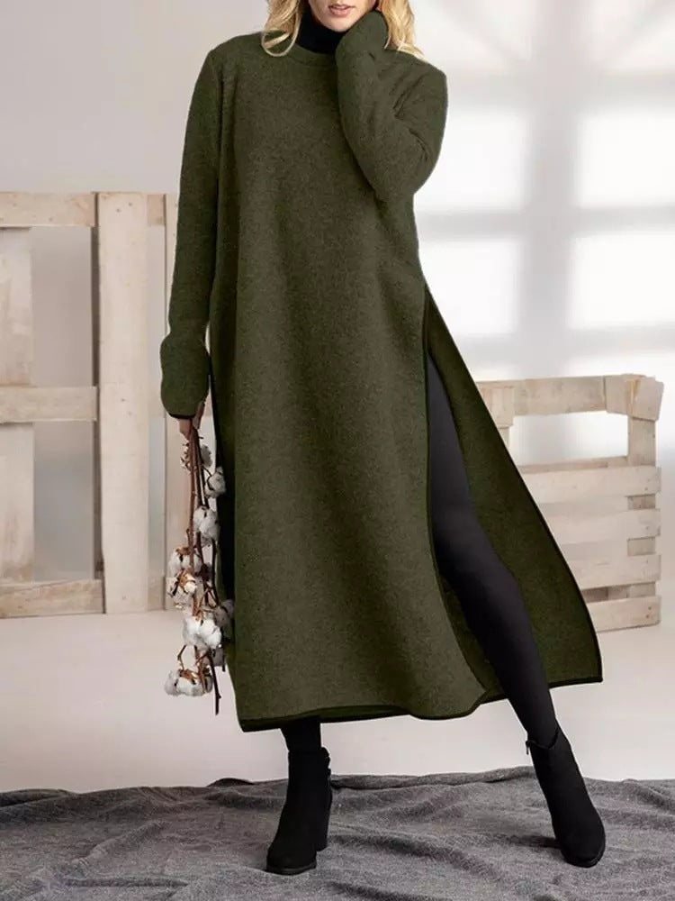 Autumn winter loose plus size knitted lace dress