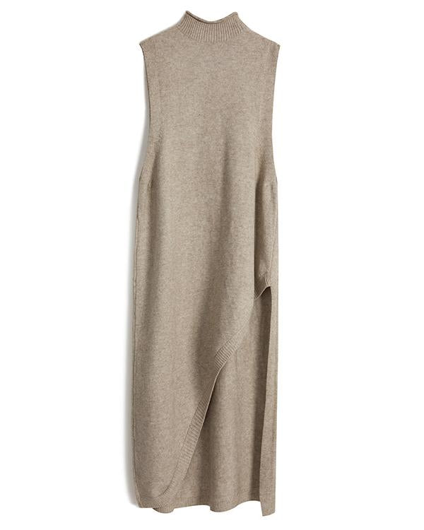 Elegant Solid Color Side Split  Vest Dress