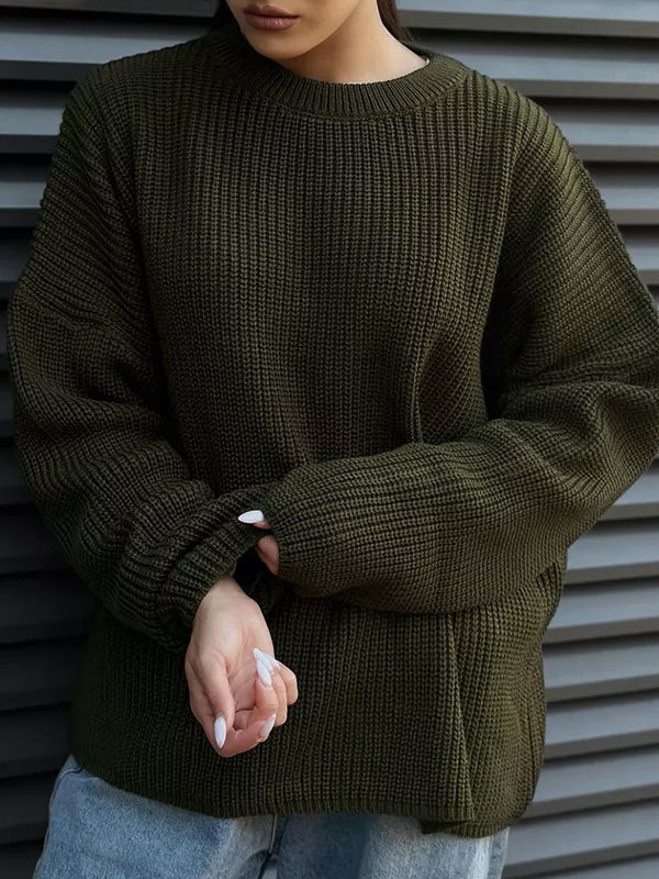 Casual Solid Color Loose Warm Sweater