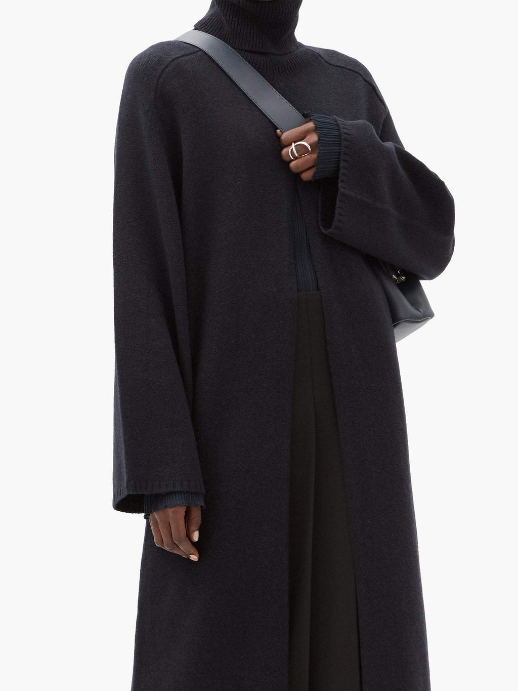 Viviane Slit-Front Wool Sweater Dress