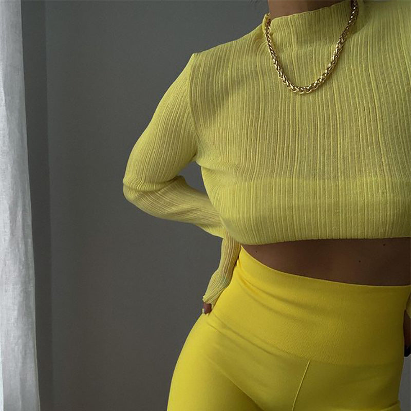 Sexy Mesh High -neck Tops