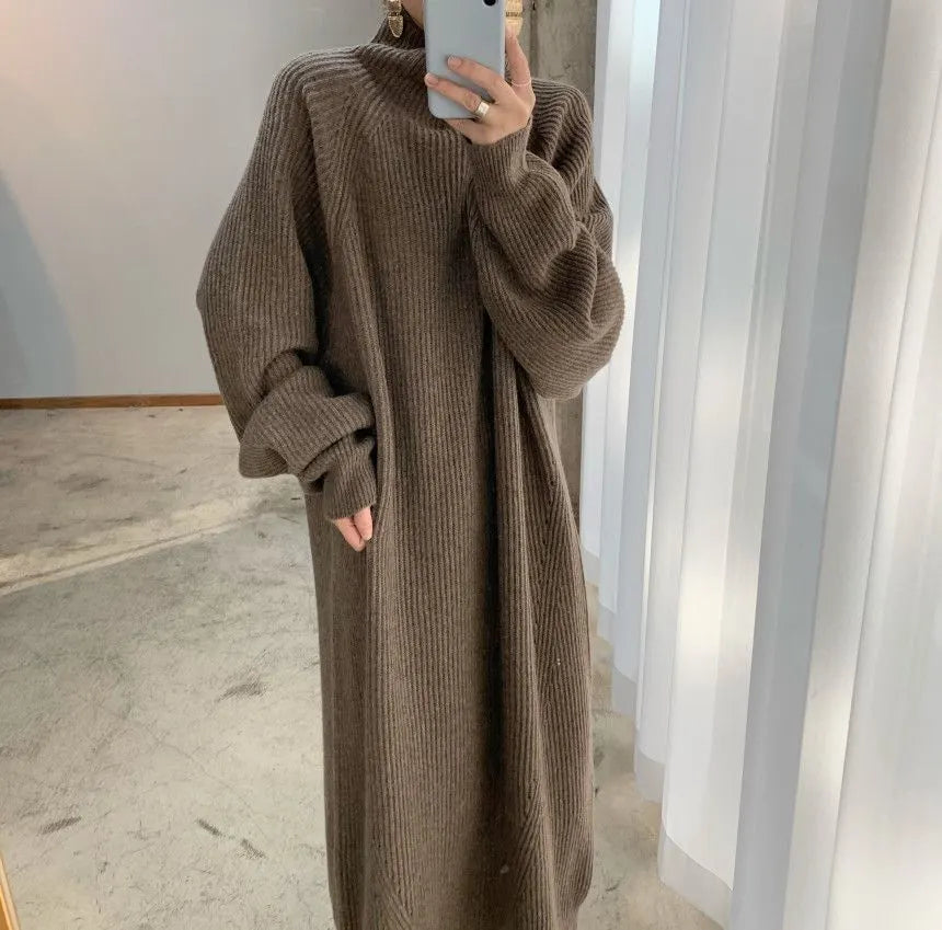 Casual straight sleeve knit dress