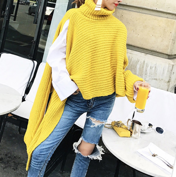 Fashion Week Irregular Sweater Cape