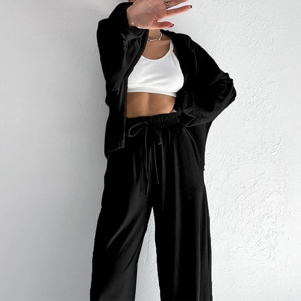 Stylish Zipper Sports Style Sweatshirt Two-Piece Set