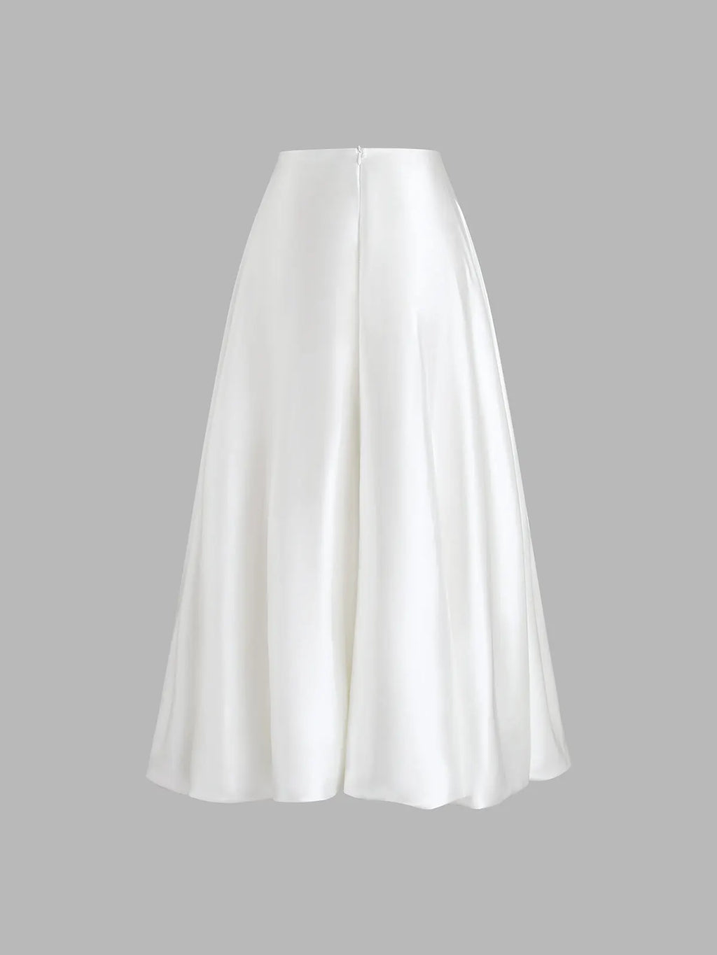 Zippered Satin A-Line Skirt