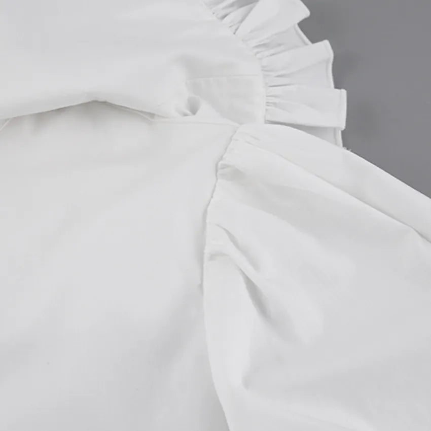 Classical Lapel Lantern Sleeves Shirt