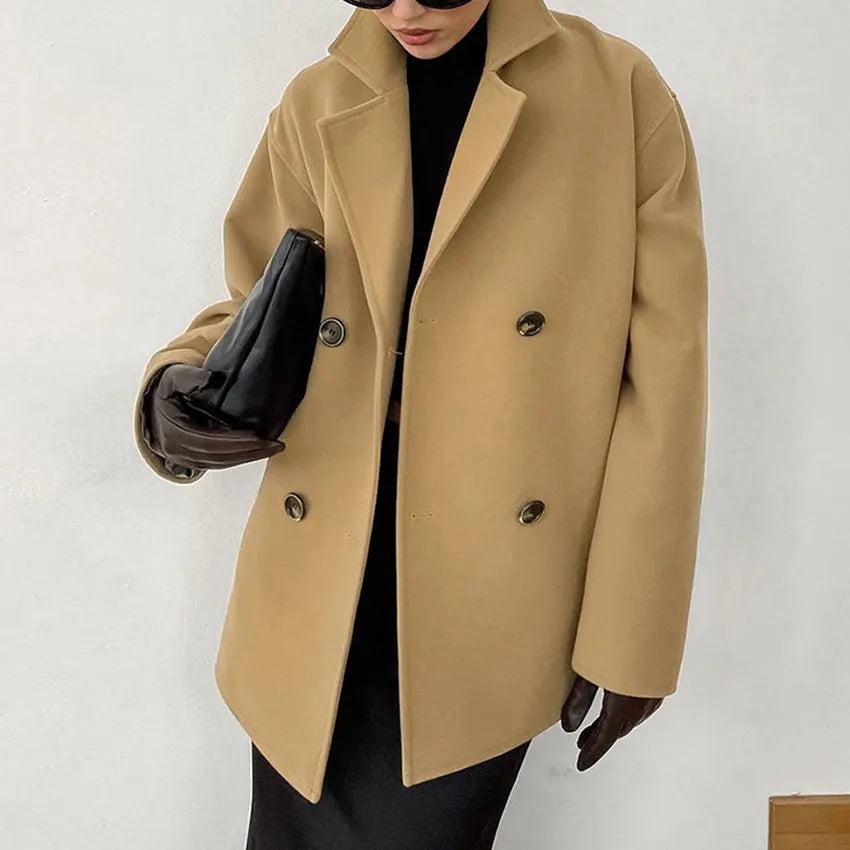 Stylish Suit Collar Woolen Overcoat