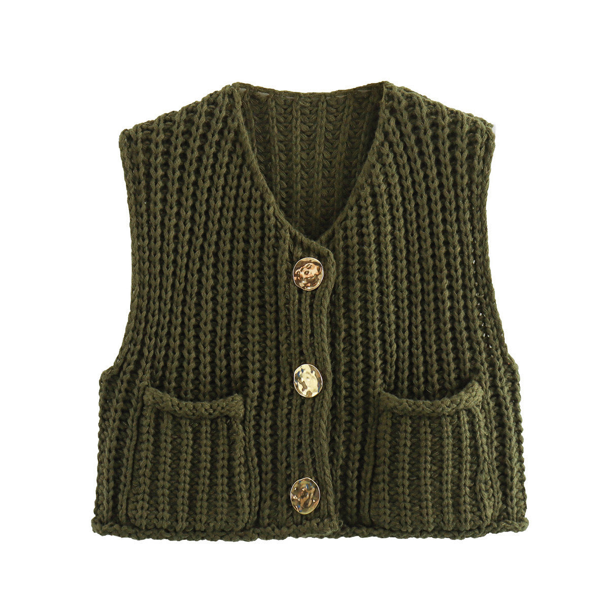 Stylish V-Neck Three-Button Sleeveless Waistcoat