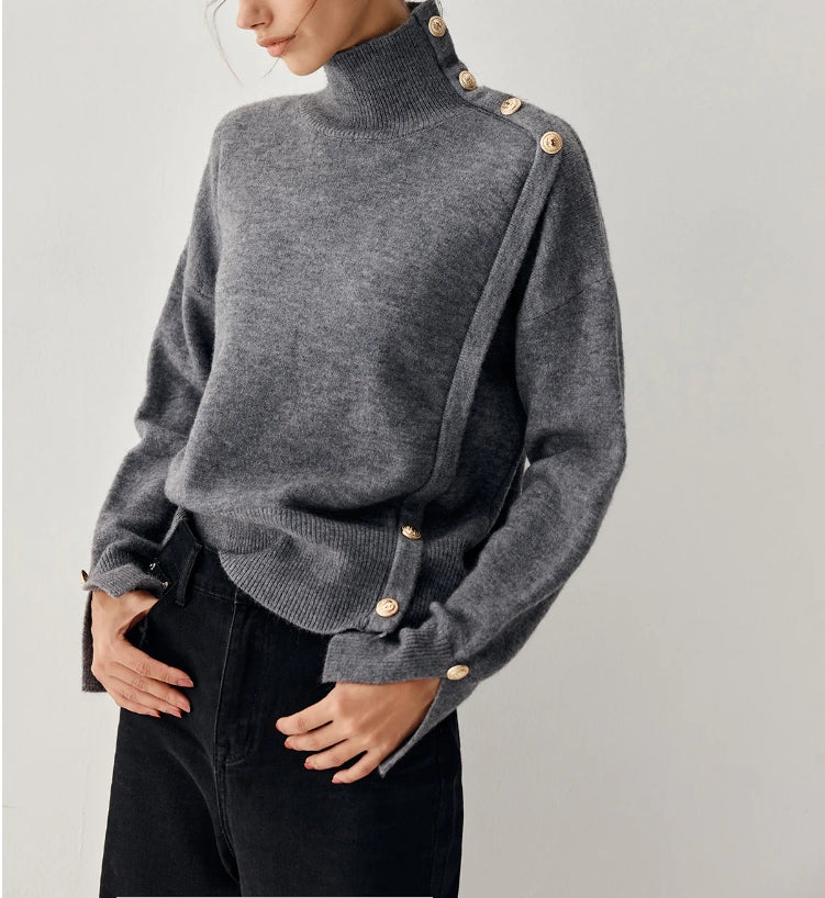 Vintage Buttoned Turtleneck Sweater