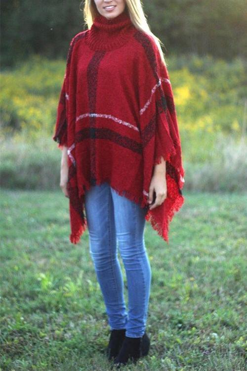 Cerilush Burberry Lattice Cloak Poncho Sweater