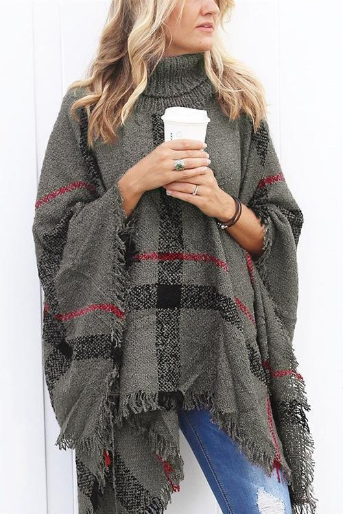 Cerilush Burberry Lattice Cloak Poncho Sweater