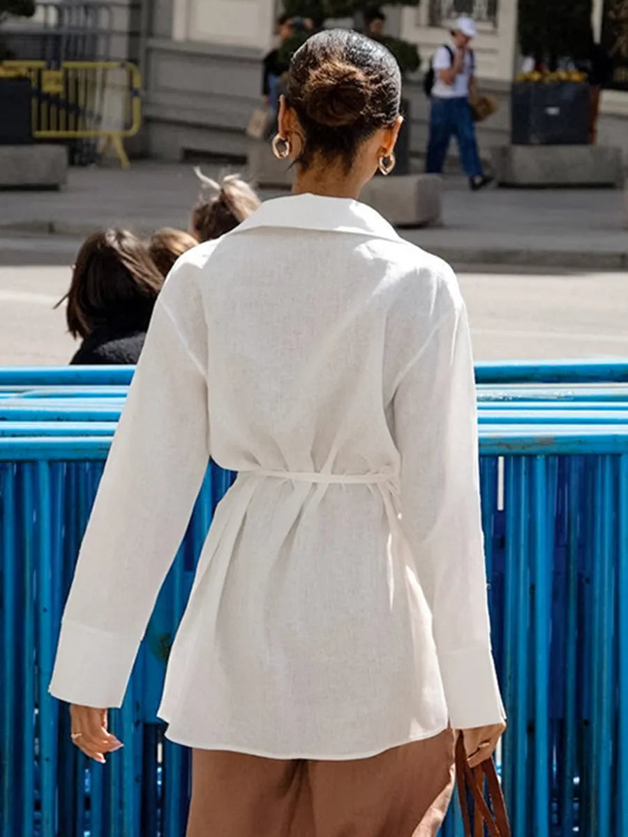 Leisure Versatile White Cotton Shirt