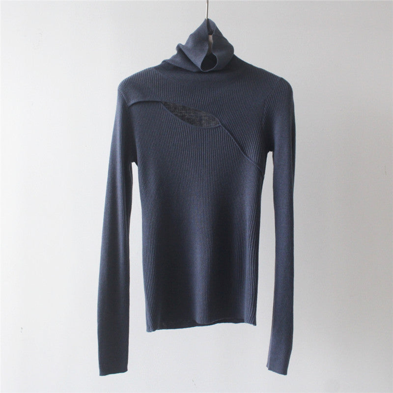 Criss Cross Turtleneck Long Sleeve Knit Top