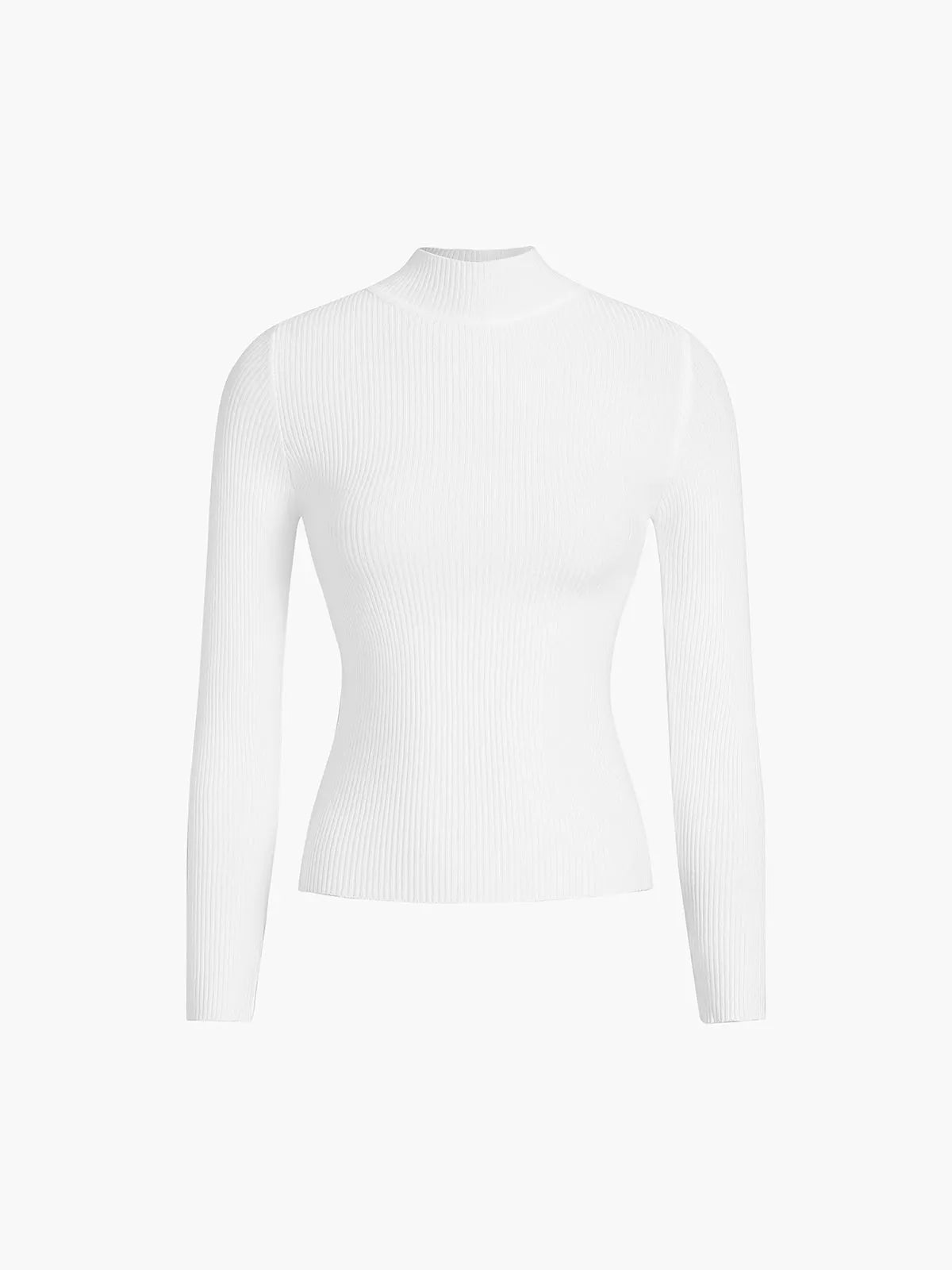 Mockneck Rib Long Sleeve Knit Top
