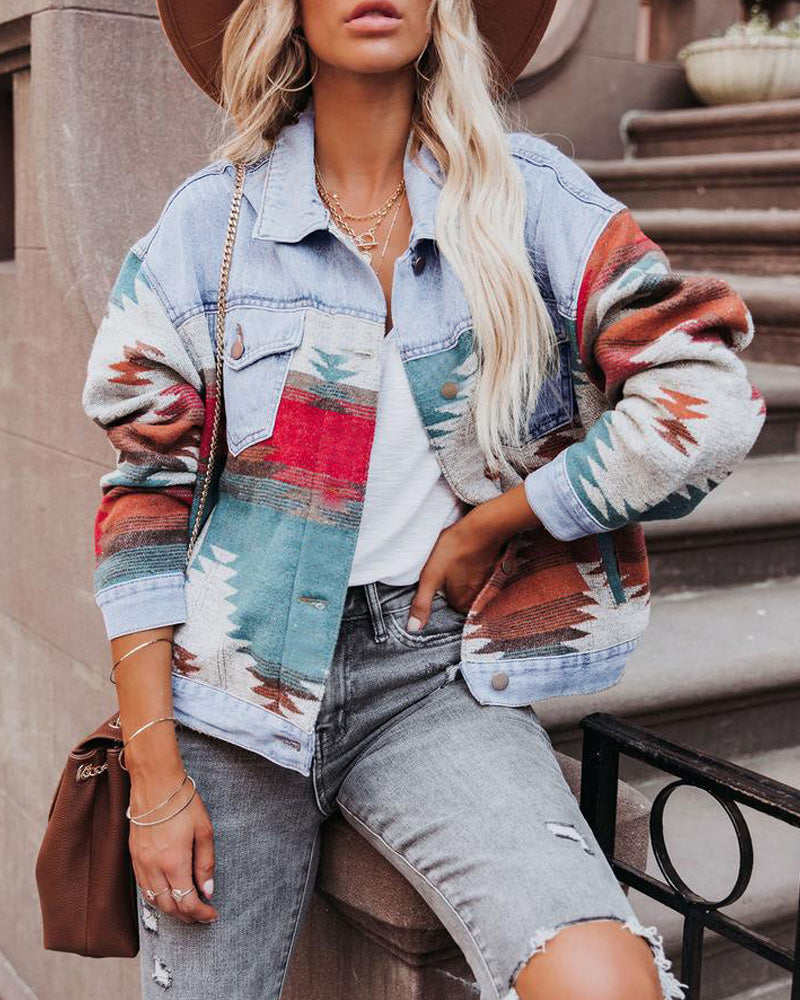 Art Patchwork Denim Jacket