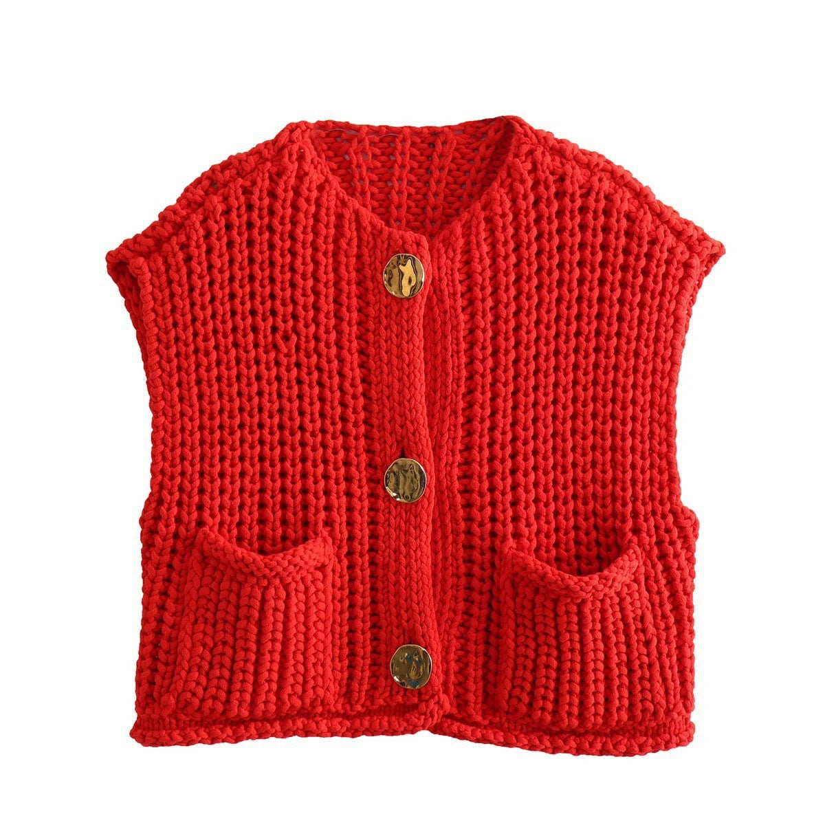 Stylish V-Neck Three-Button Sleeveless Waistcoat