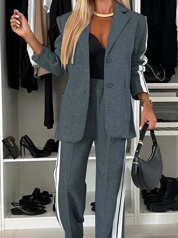 Long Sleeve Lapel Blazer Suit