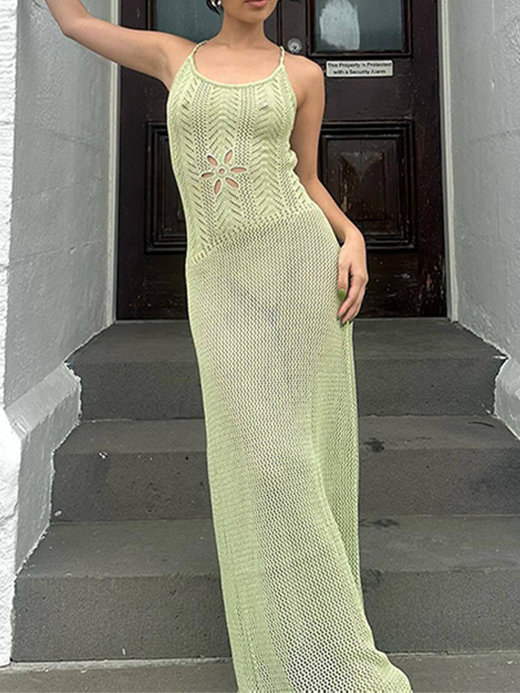 Floral Cutout Slim Knitted Dress