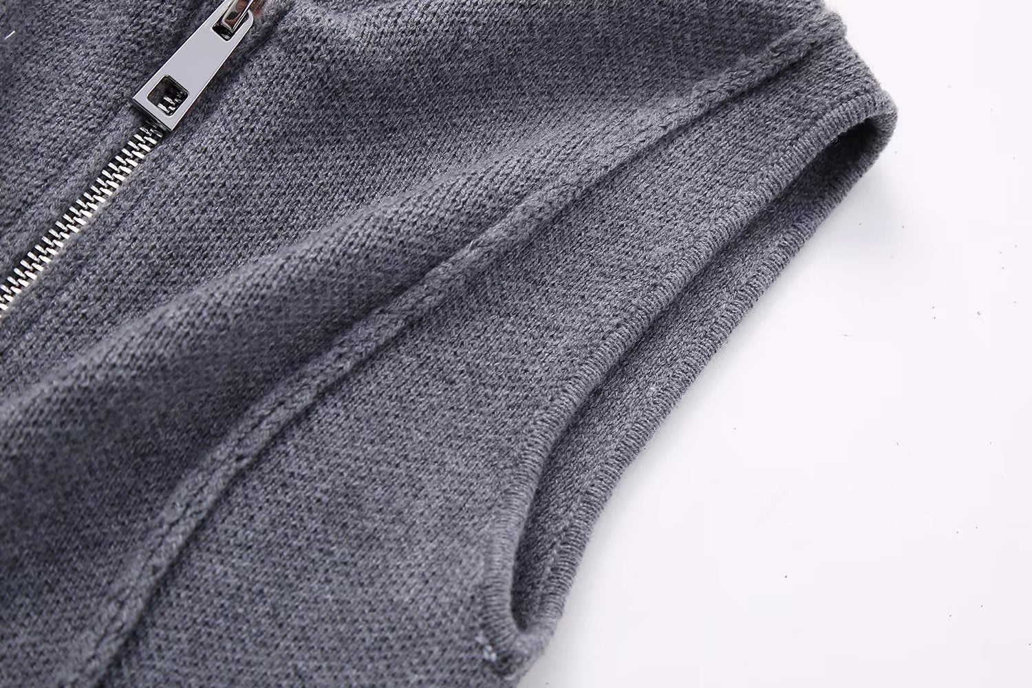 Zip Down Piping Short Sweater Dress