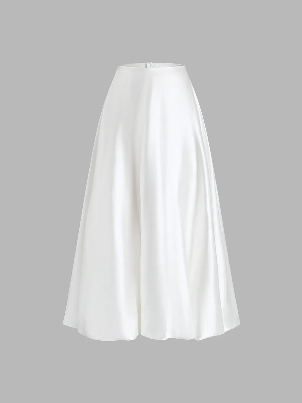 Zippered Satin A-Line Skirt