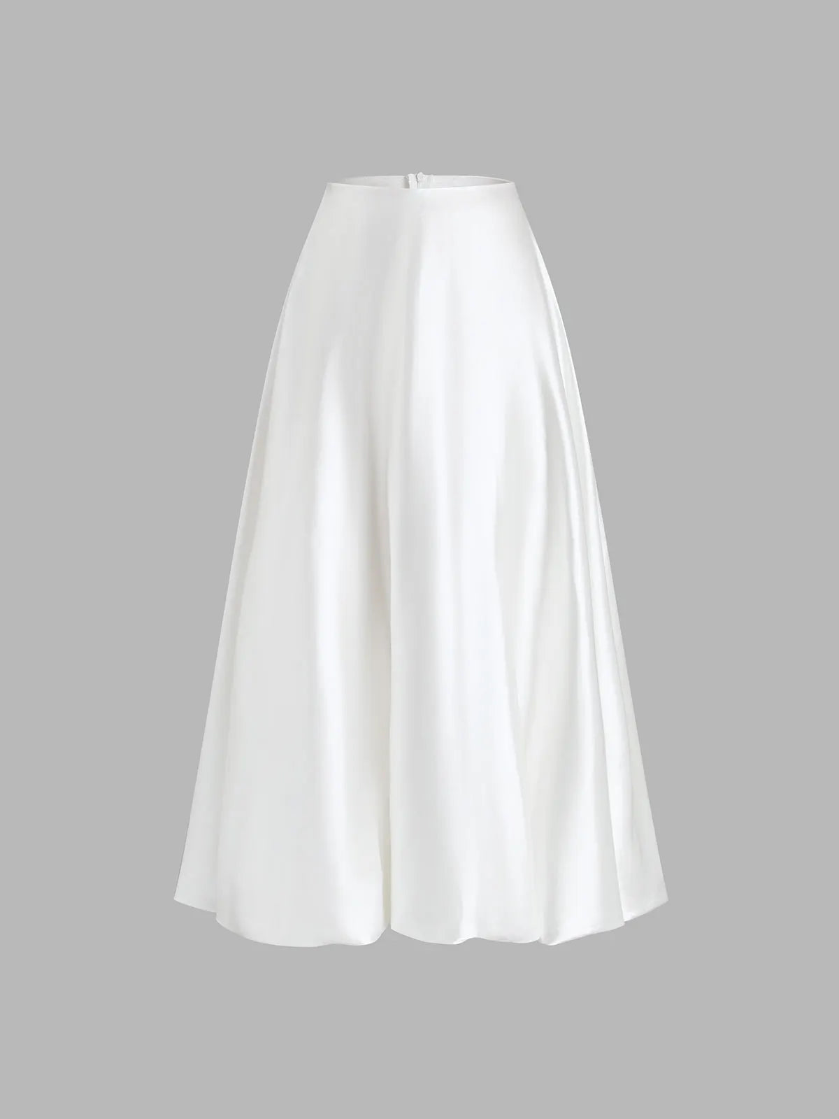 Zippered Satin A-Line Skirt