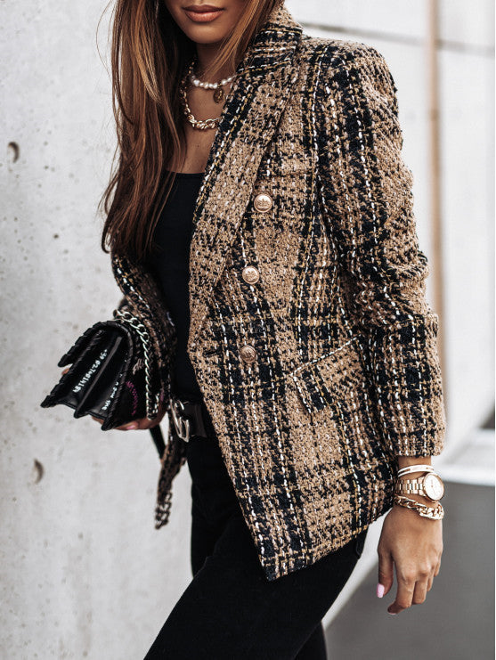 Women'S Set Long Sleeve Double Breasted Printed Set Small Jacket