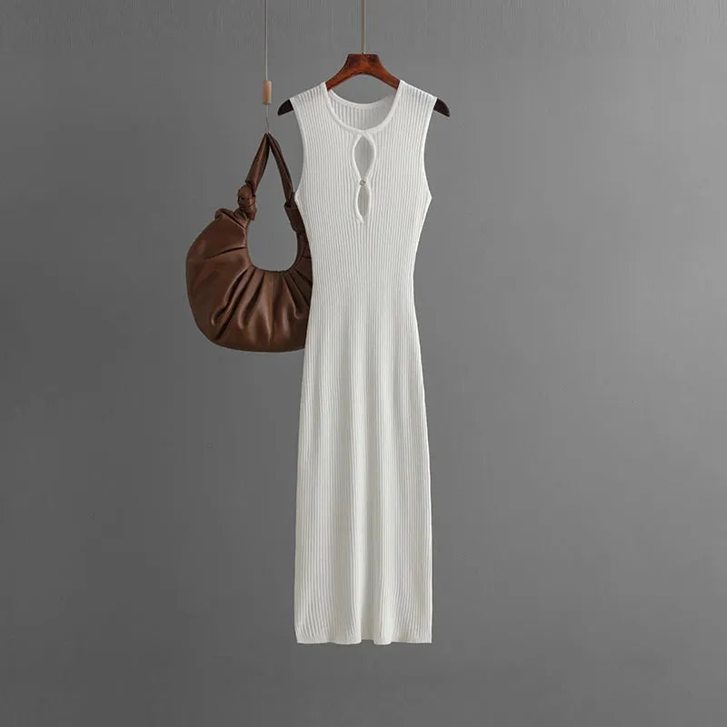 Sexy Hollow Sleeveless Round Neck Slim Fit Dress
