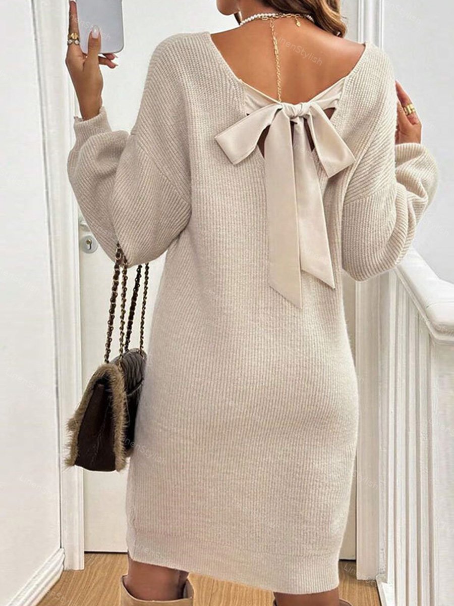 V-Neck Bow Dress