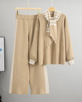 Knitted Three-piece Houndstooth Set