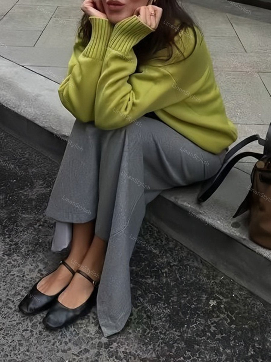 Round Neck Solid Short Sweater
