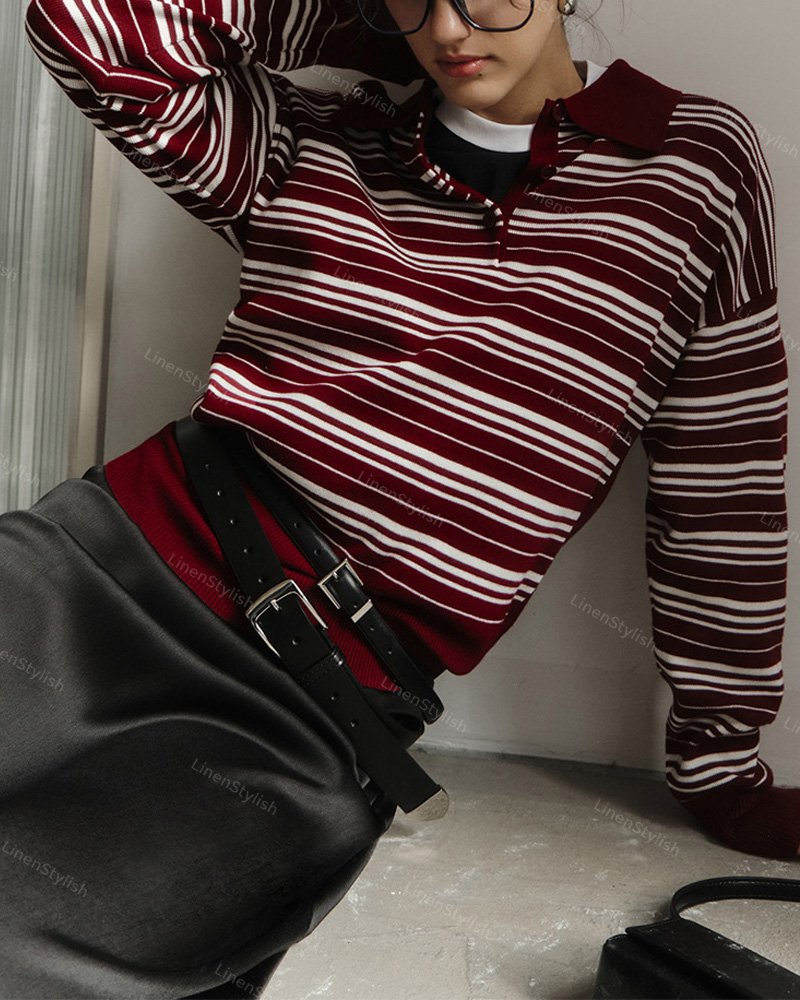 Vintage Contrast Stripe Sweater