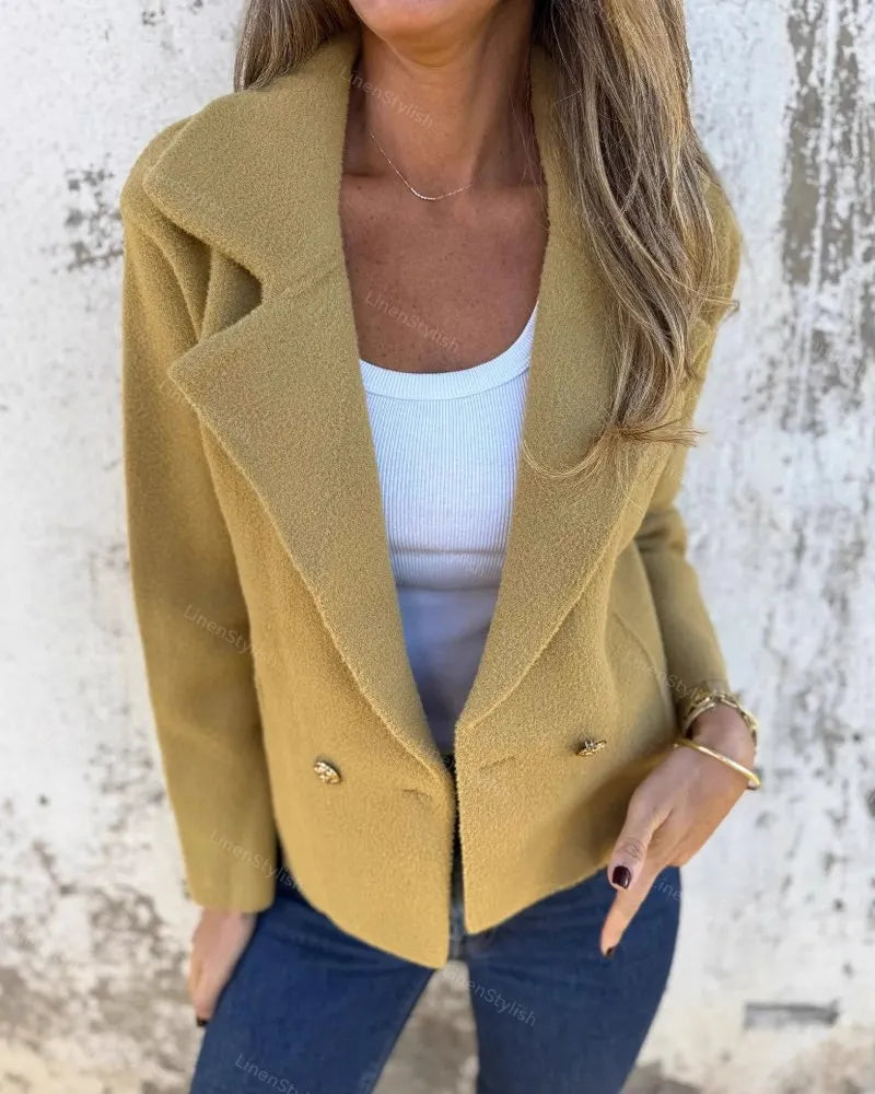 Casual Woolen Lasel Button Suit